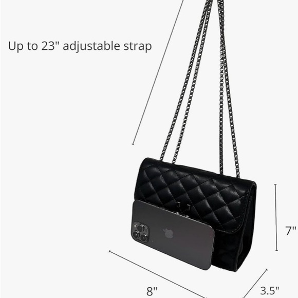 NWT-BELLALUNA-BLACK QUILTED HANBAG - Picture 5 of 8